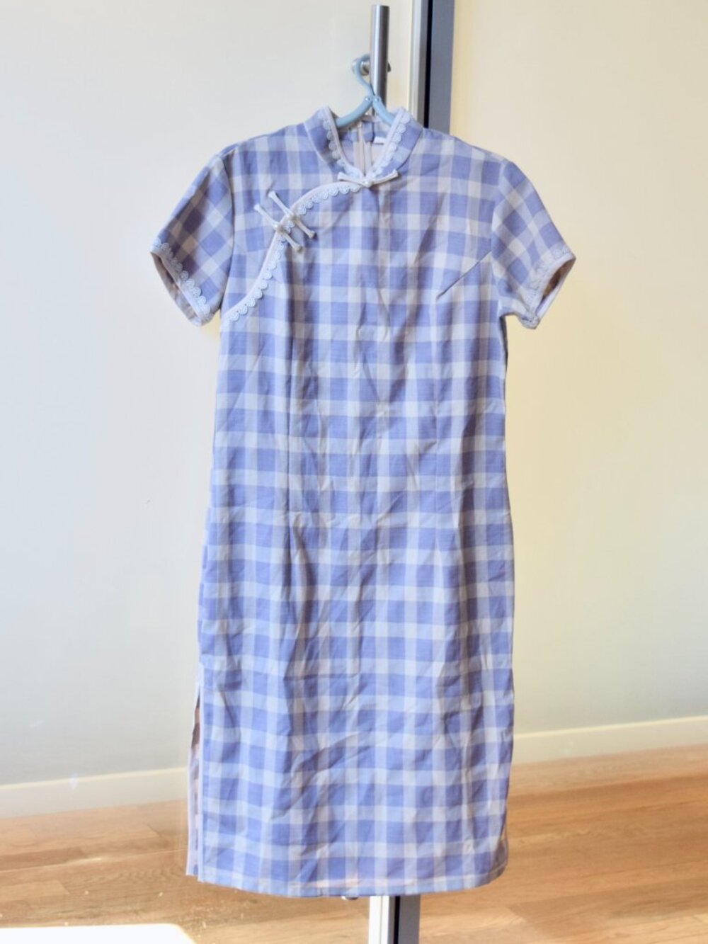 Purple Beige Plaid Qipao Dress - Chinese Traditional Cheongsam